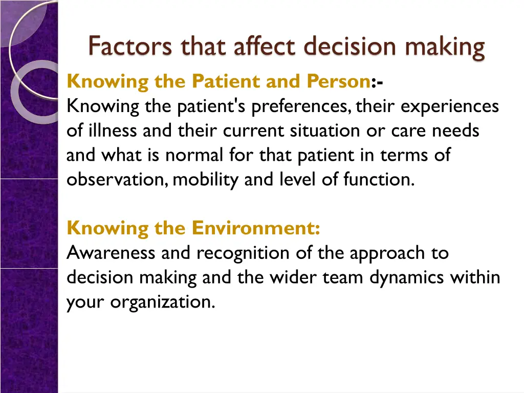 factors that affect decision making knowing