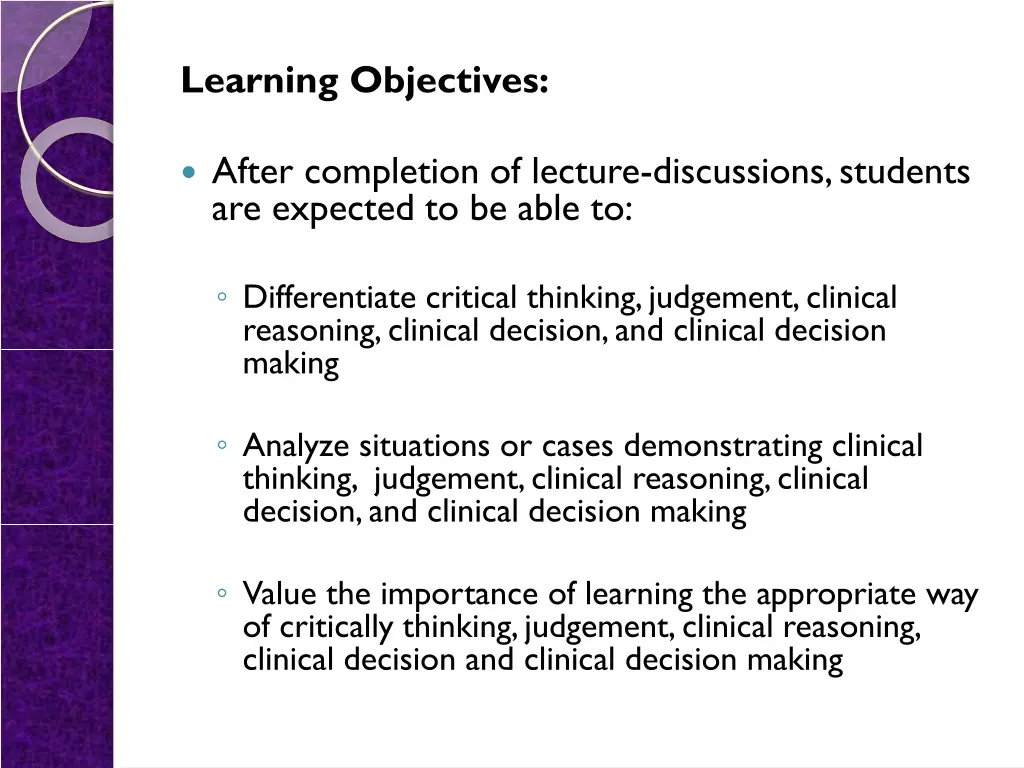 learning objectives
