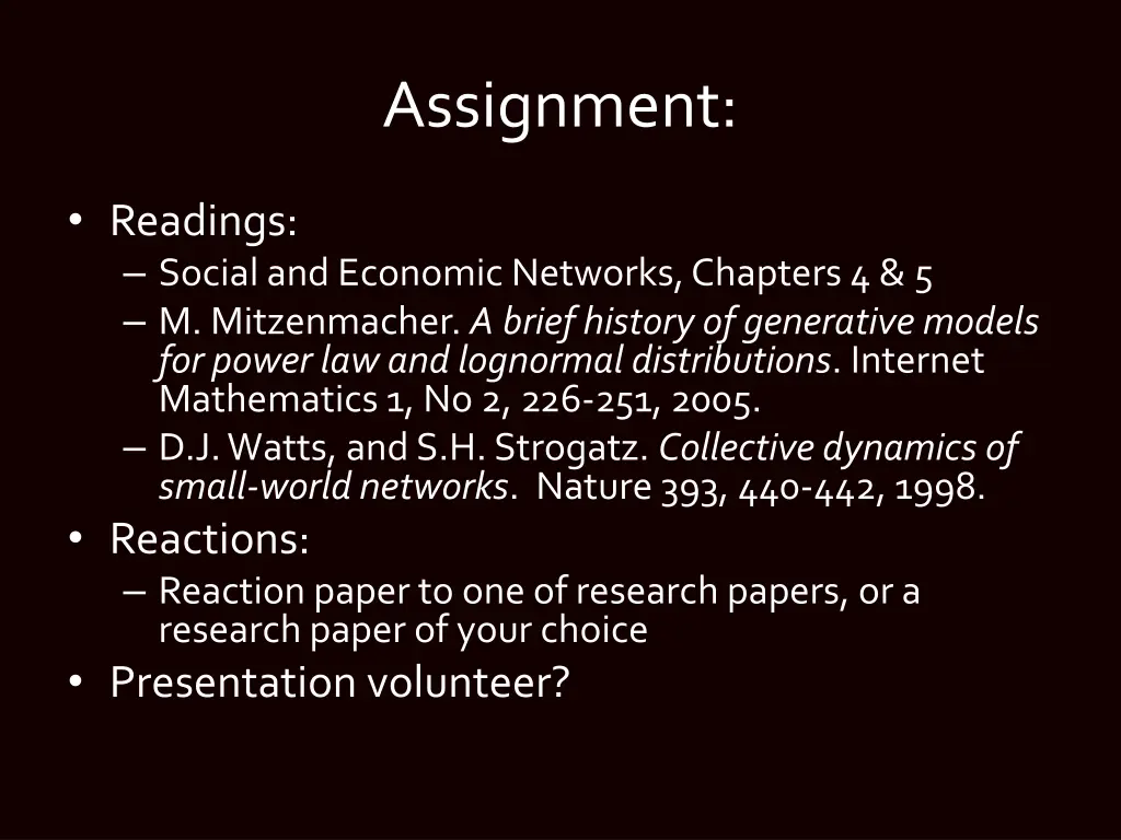 assignment