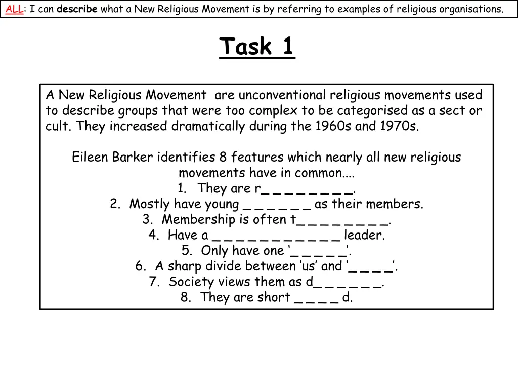 all i can describe what a new religious movement