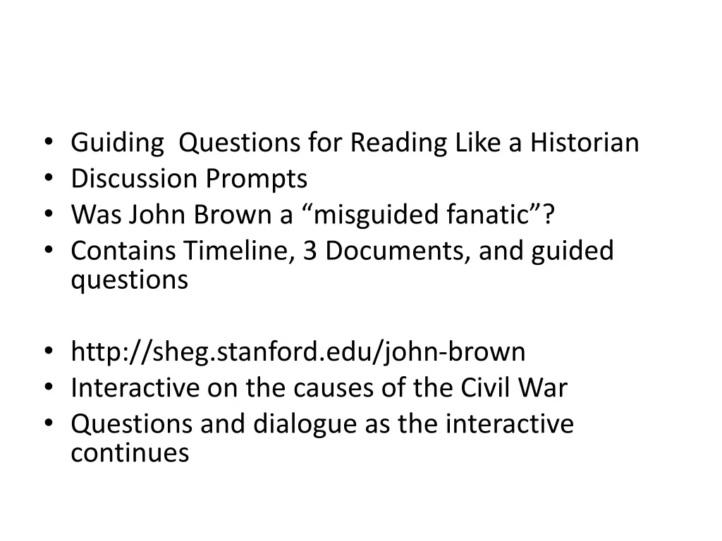 guiding questions for reading like a historian