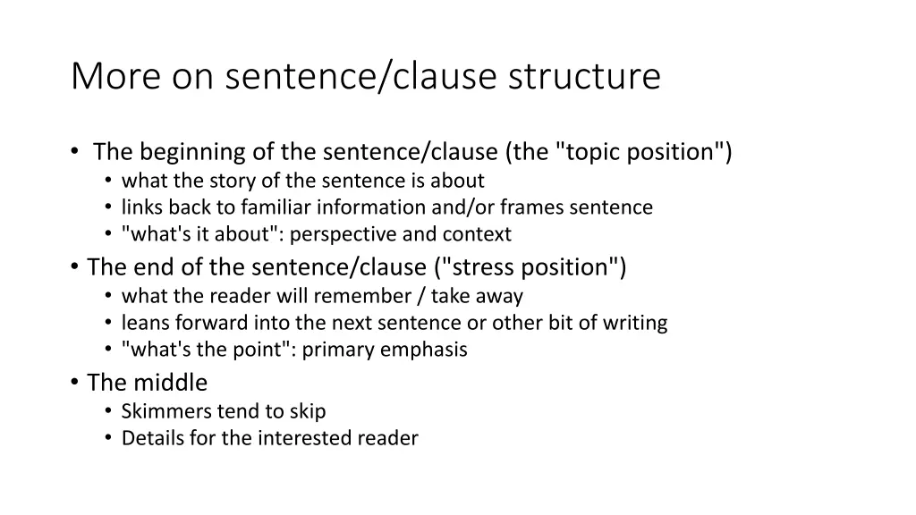 more on sentence clause structure