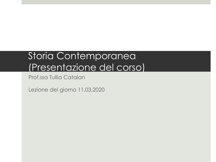 storia contemporanea presentazione del corso prof