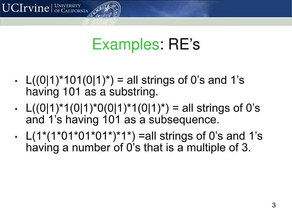 examples re s