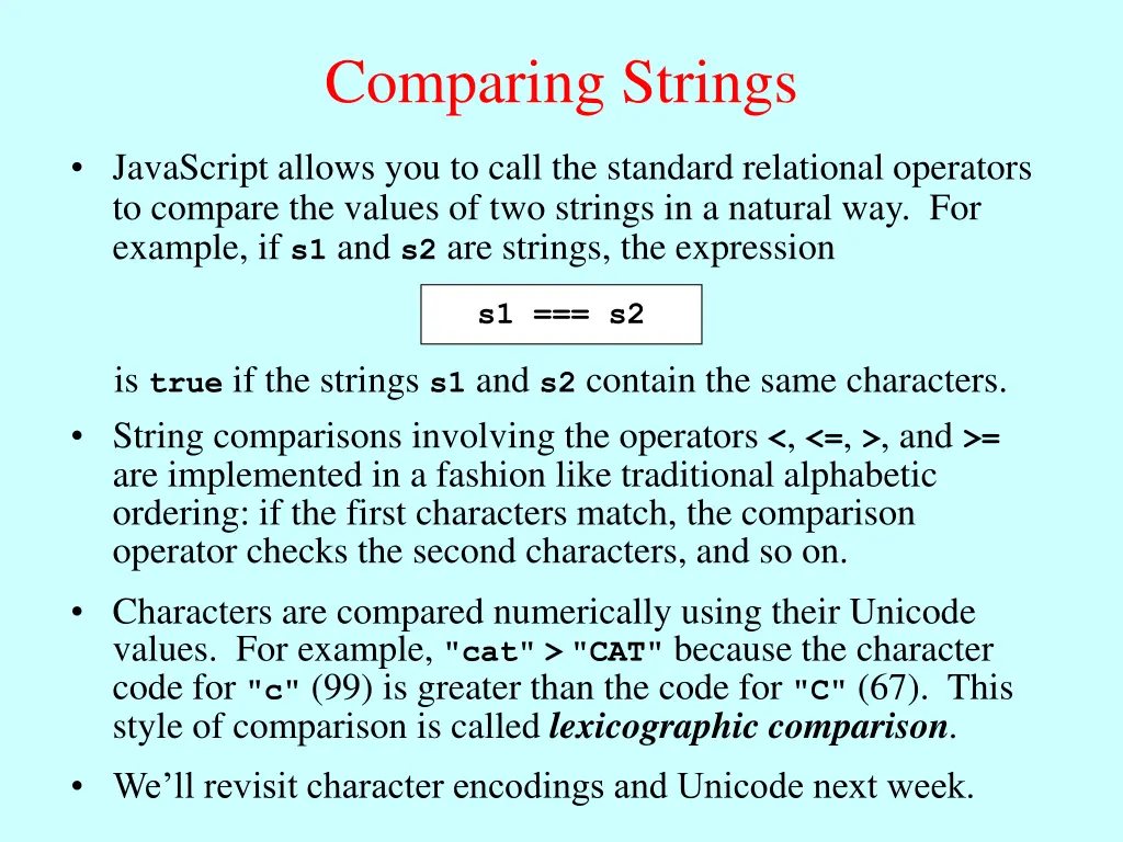 comparing strings