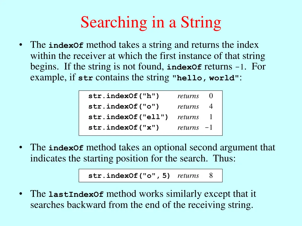 searching in a string