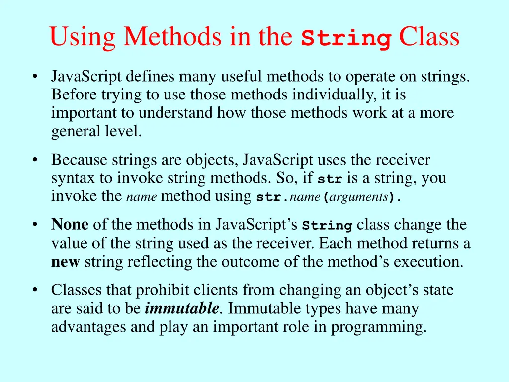 using methods in the string class