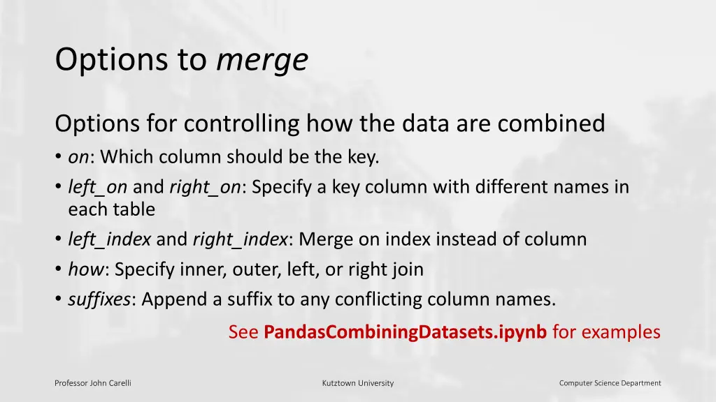 options to merge