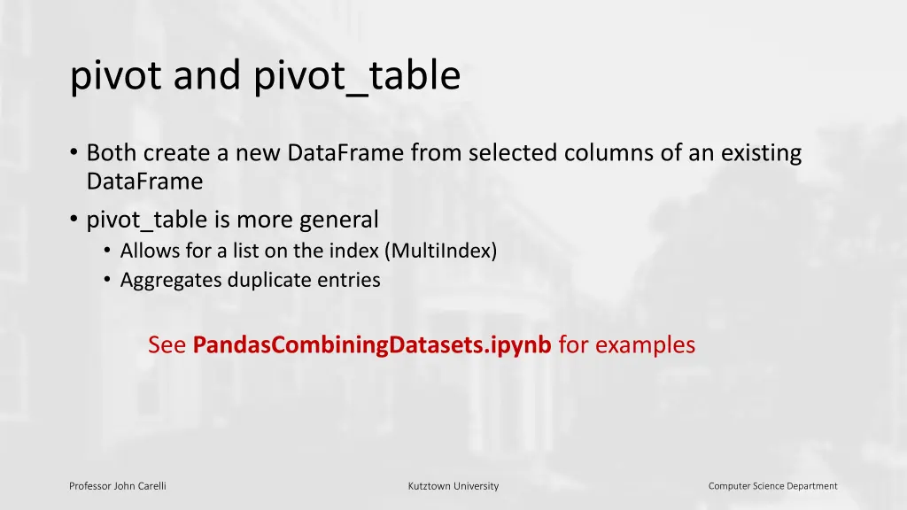 pivot and pivot table