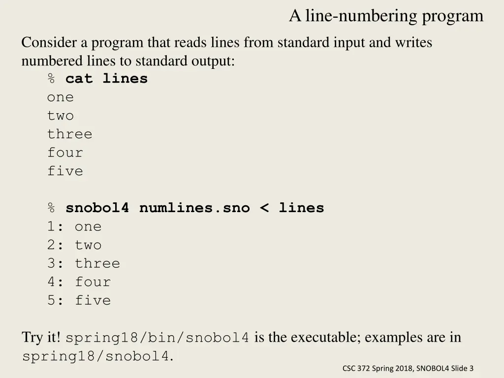 a line numbering program