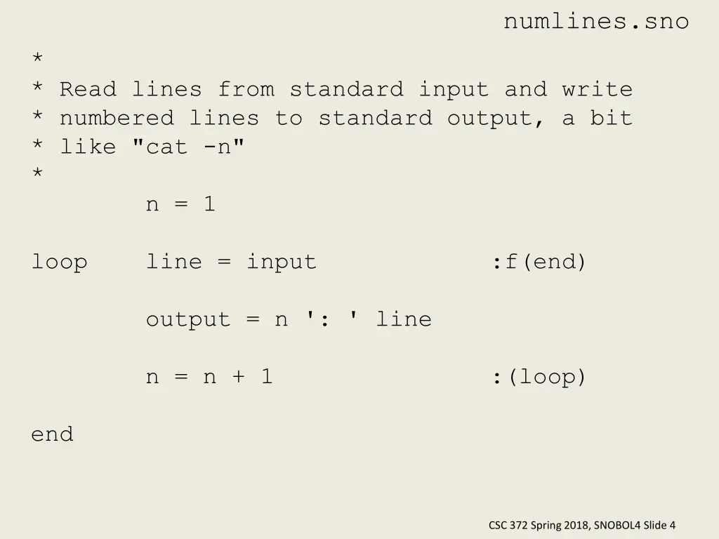 numlines sno