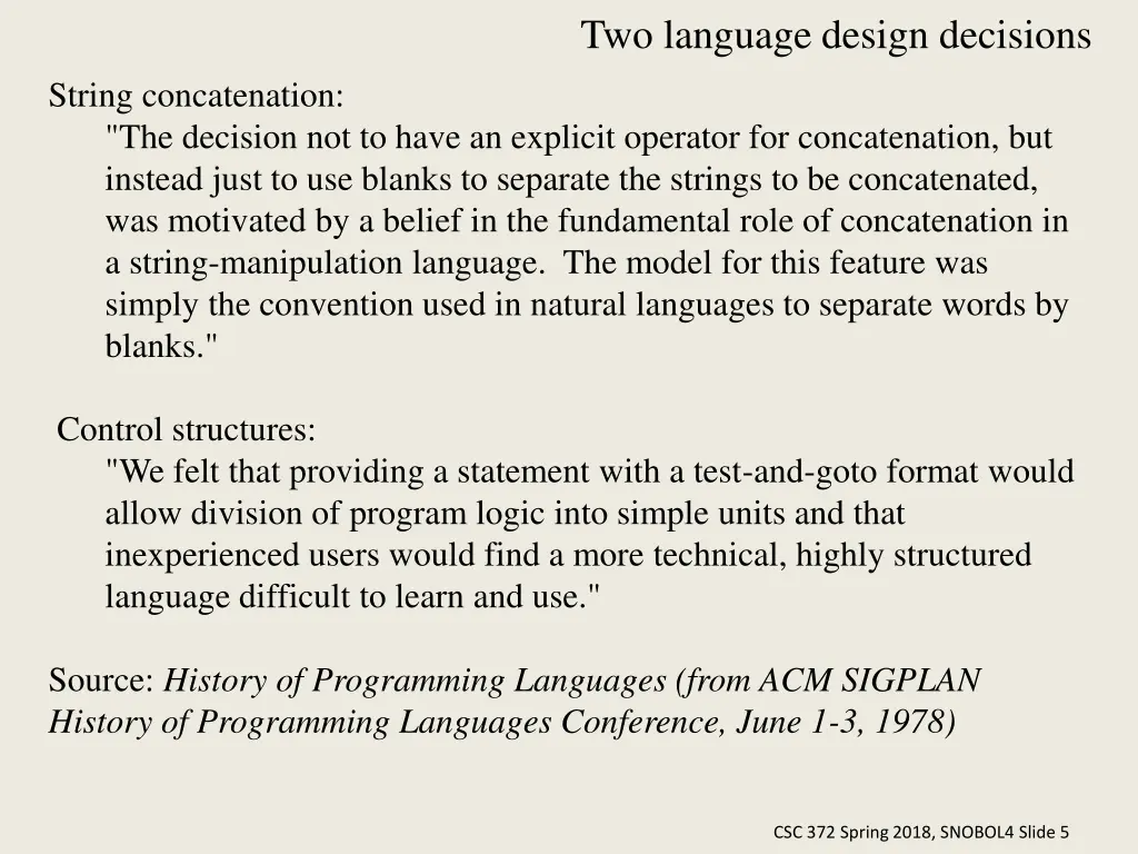 two language design decisions
