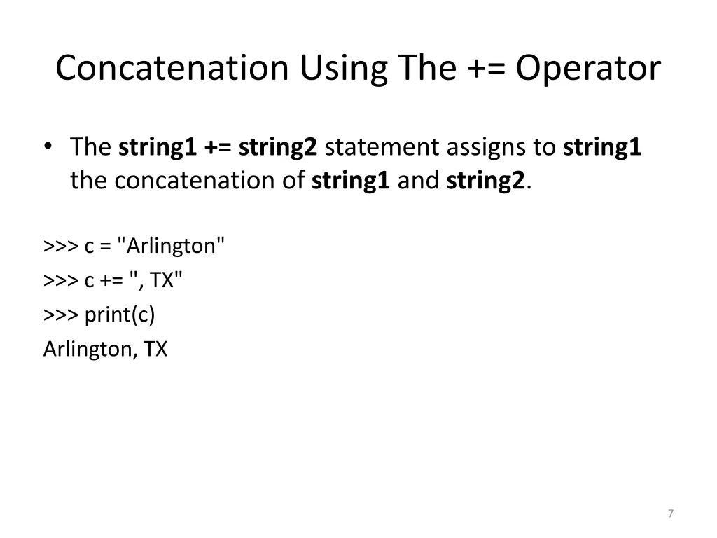 concatenation using the operator 1