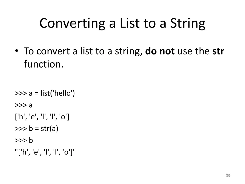 converting a list to a string