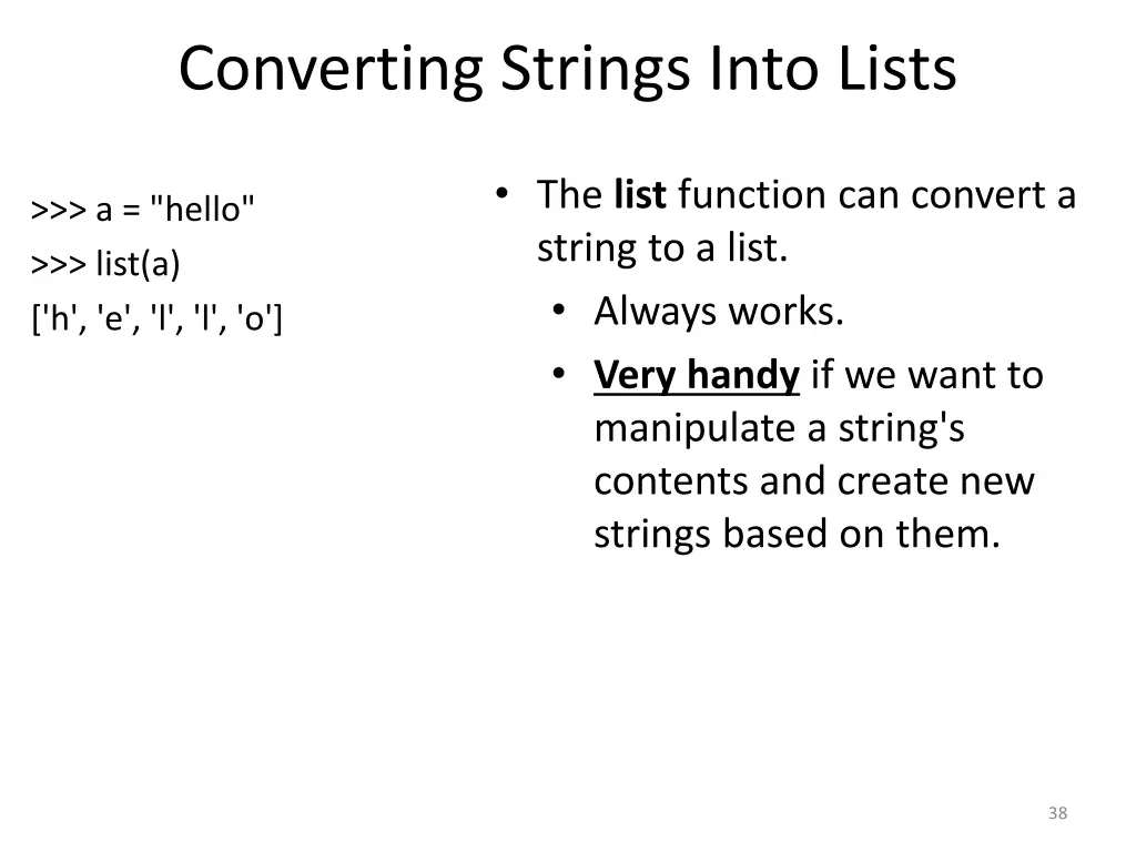 converting strings into lists