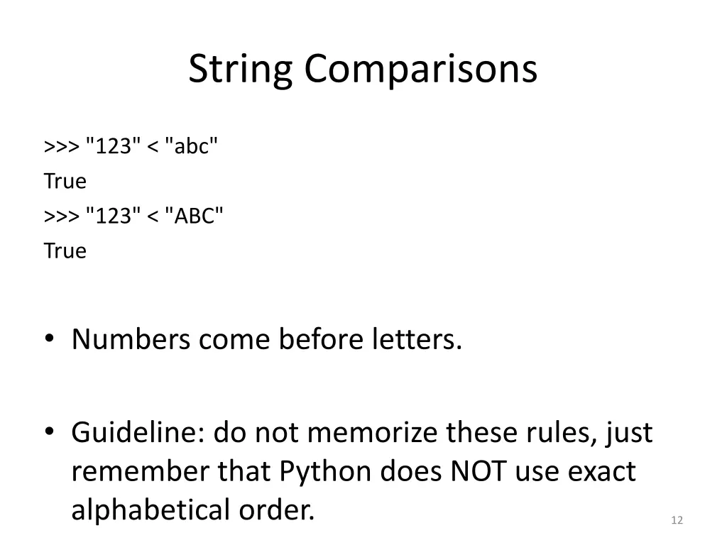 string comparisons 2