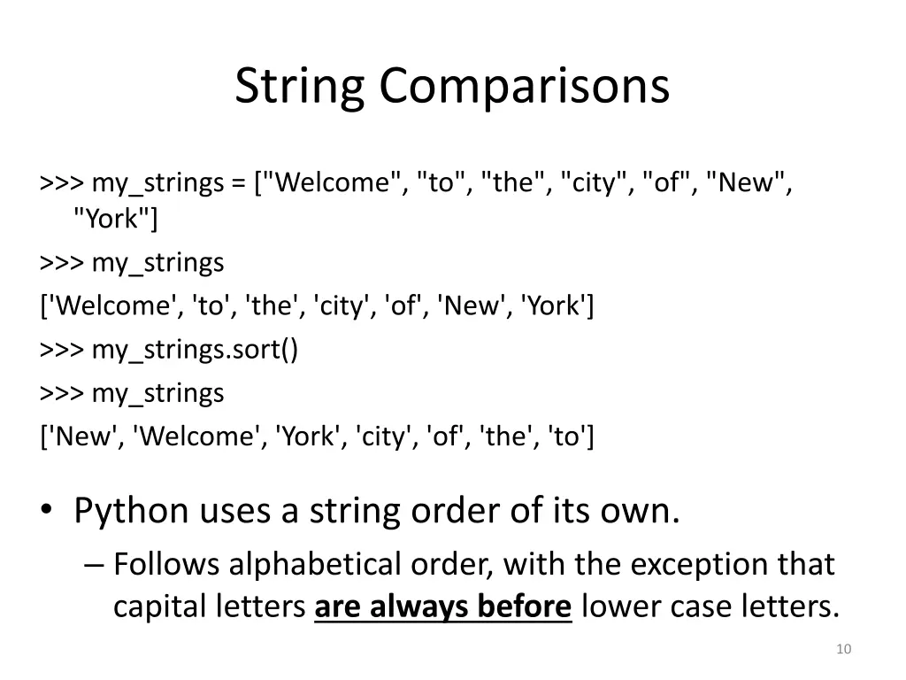 string comparisons