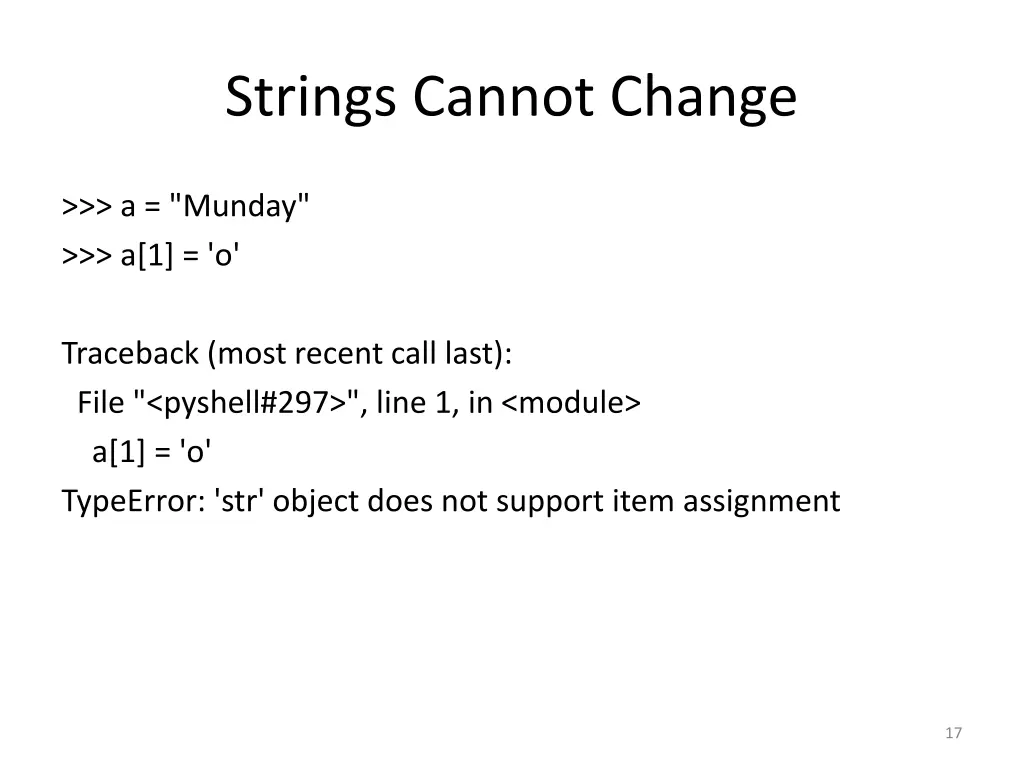 strings cannot change