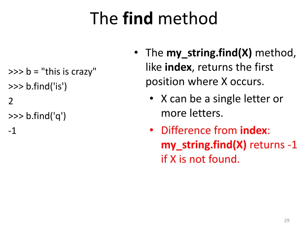 the find method
