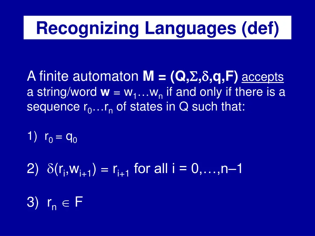 recognizing languages def
