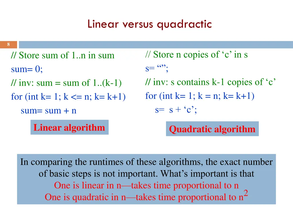 linear versus quadractic