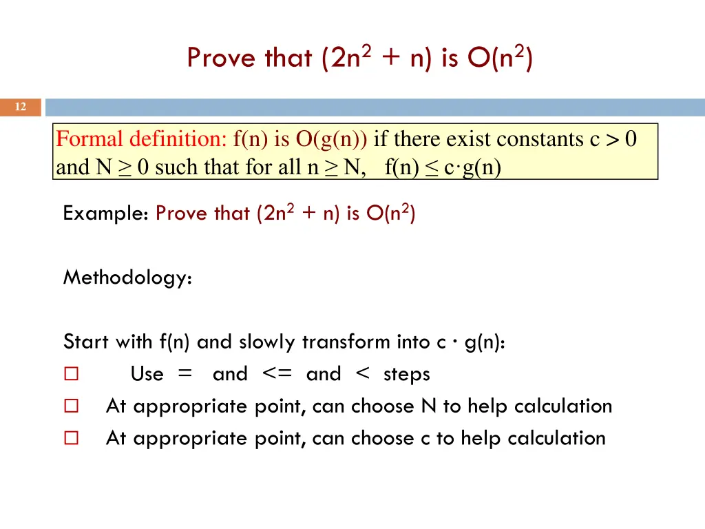 prove that 2n 2 n is o n 2