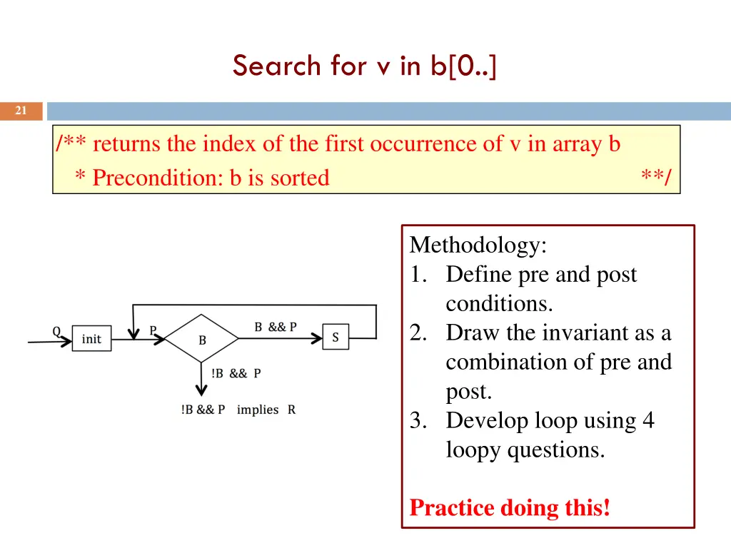 search for v in b 0