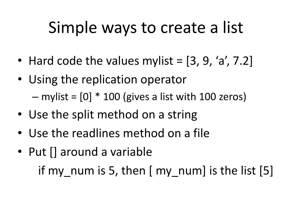 simple ways to create a list