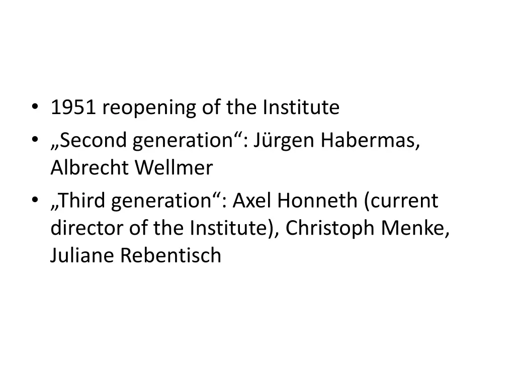1951 reopening of the institute second generation