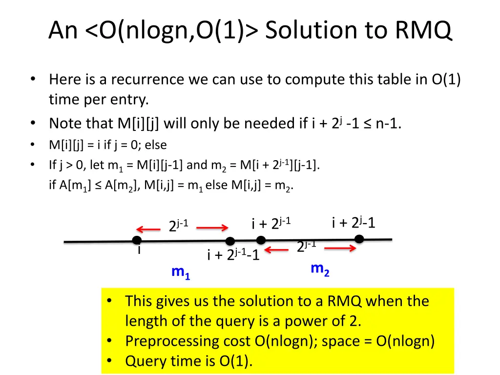 an o nlogn o 1 solution to rmq 1