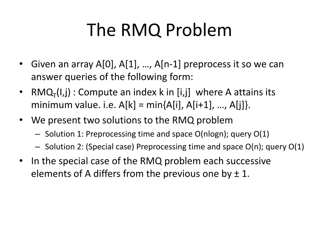 the rmq problem