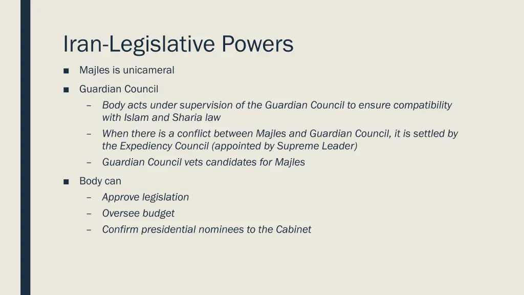 iran legislative powers