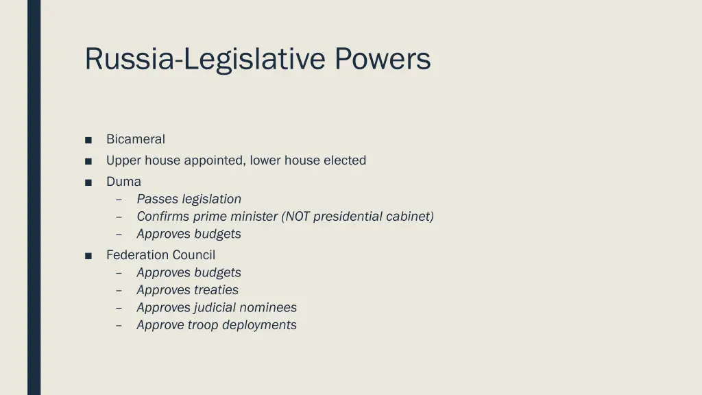 russia legislative powers