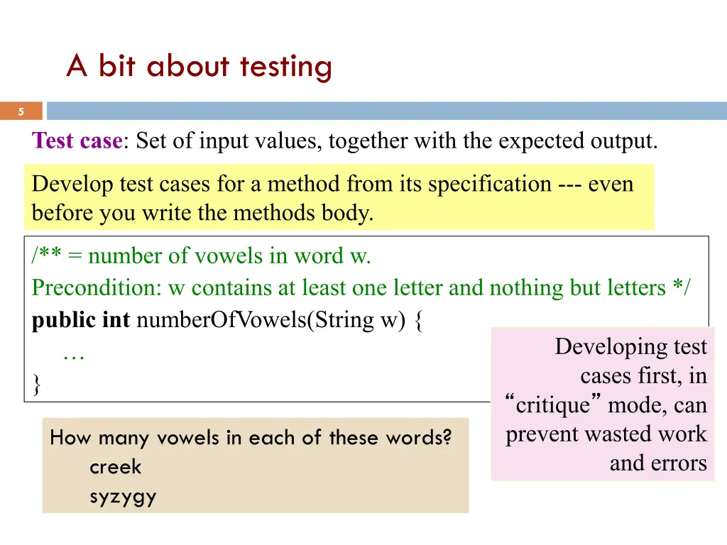 a bit about testing
