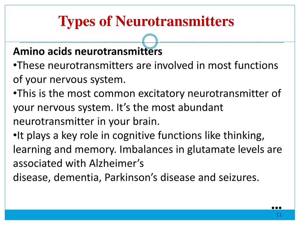 types of neurotransmitters