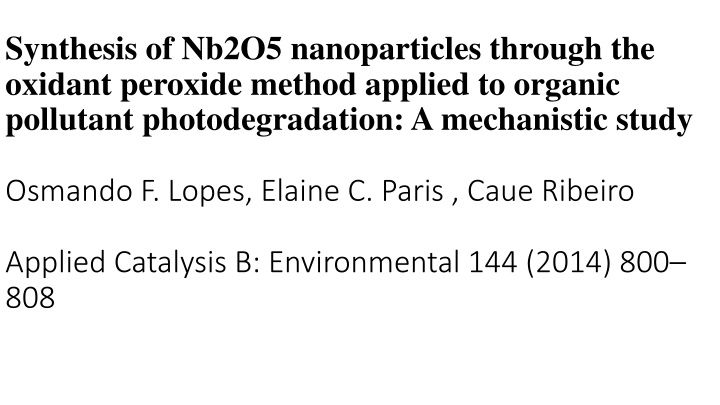 synthesis of nb2o5 nanoparticles through