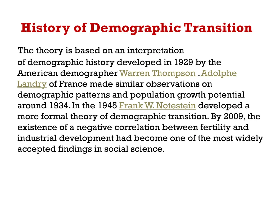 history of demographic transition