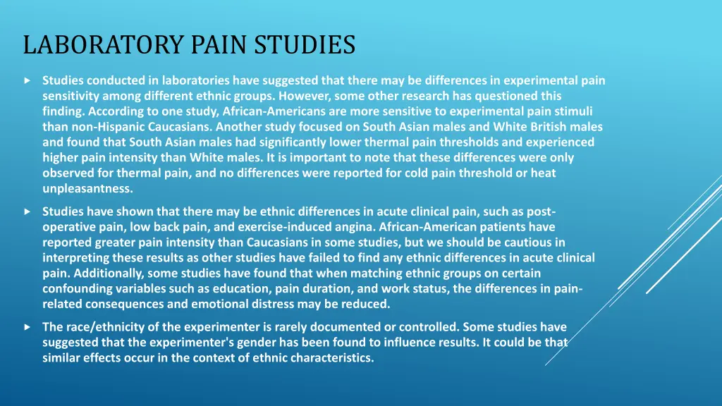 laboratory pain studies