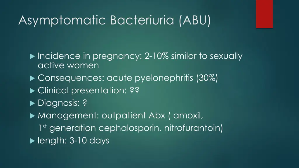 asymptomatic bacteriuria abu