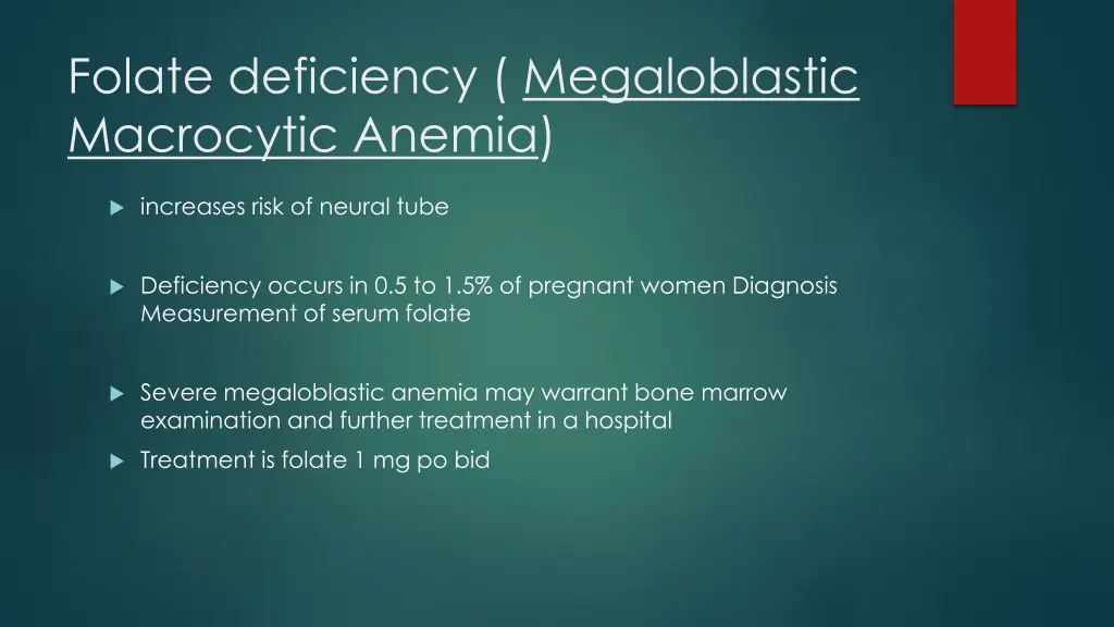 folate deficiency megaloblastic macrocytic anemia