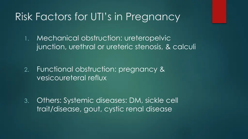 risk factors for uti s in pregnancy