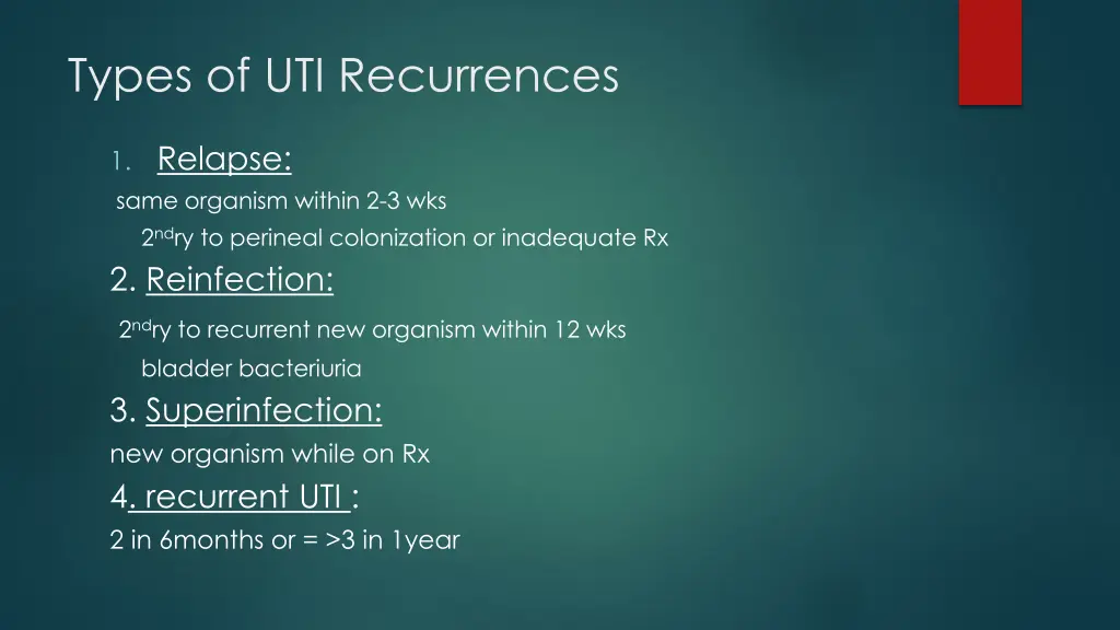 types of uti recurrences