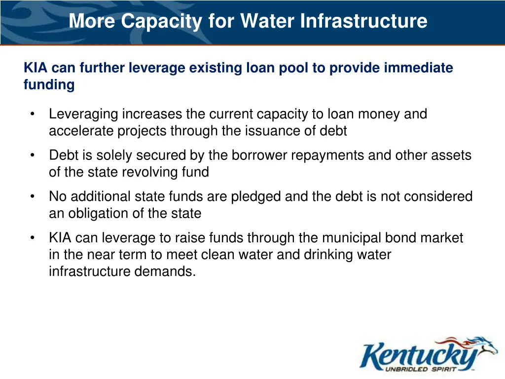 more capacity for water infrastructure