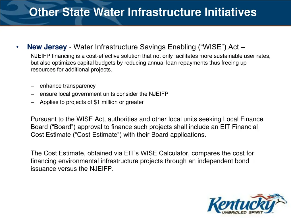 other state water infrastructure initiatives