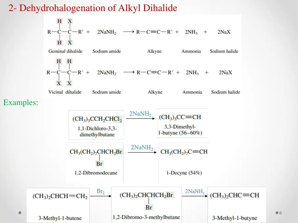 2 dehydrohalogenation of alkyl dihalide