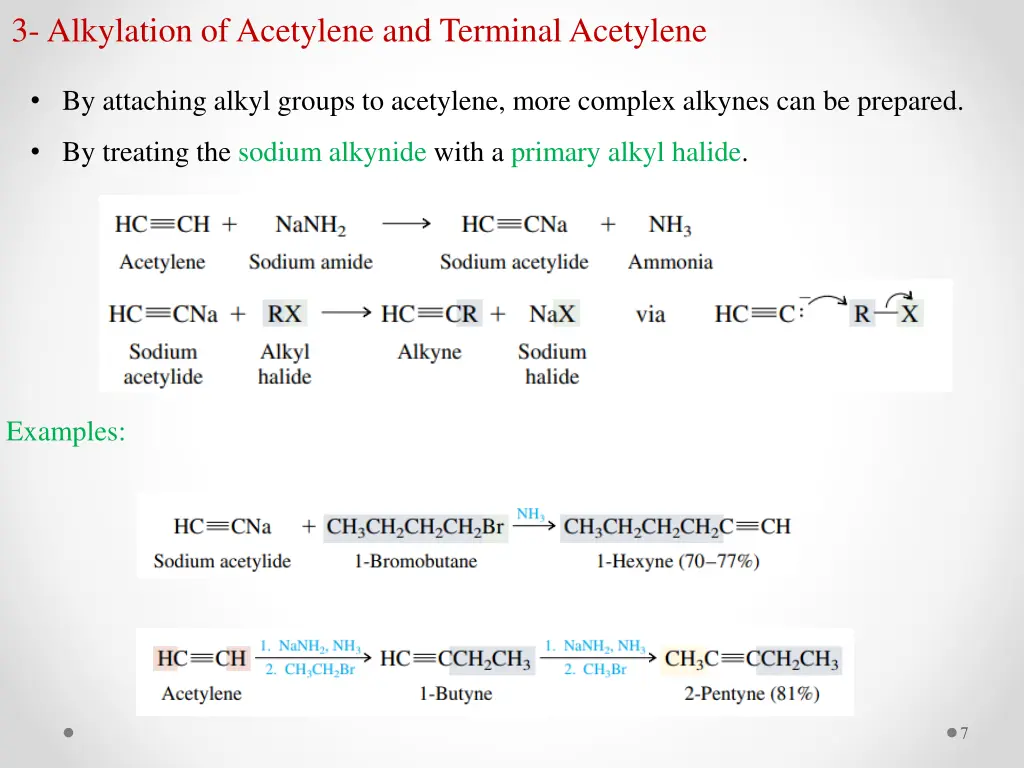 3 alkylation of acetylene and terminal acetylene
