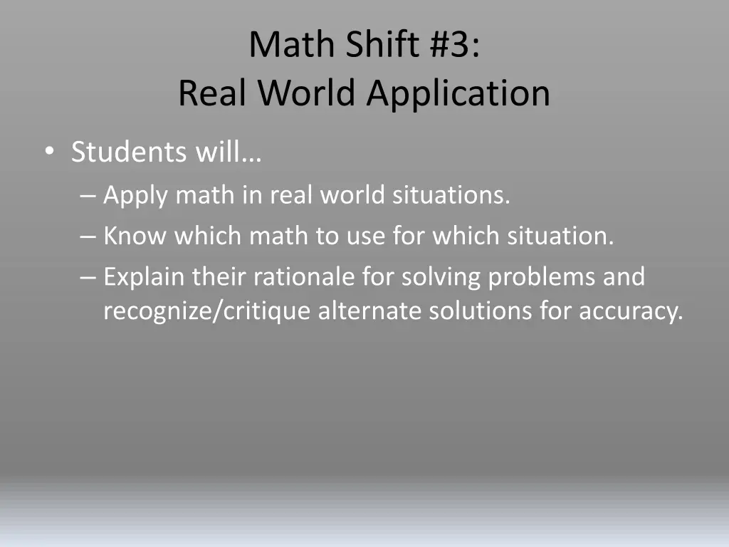 math shift 3 real world application