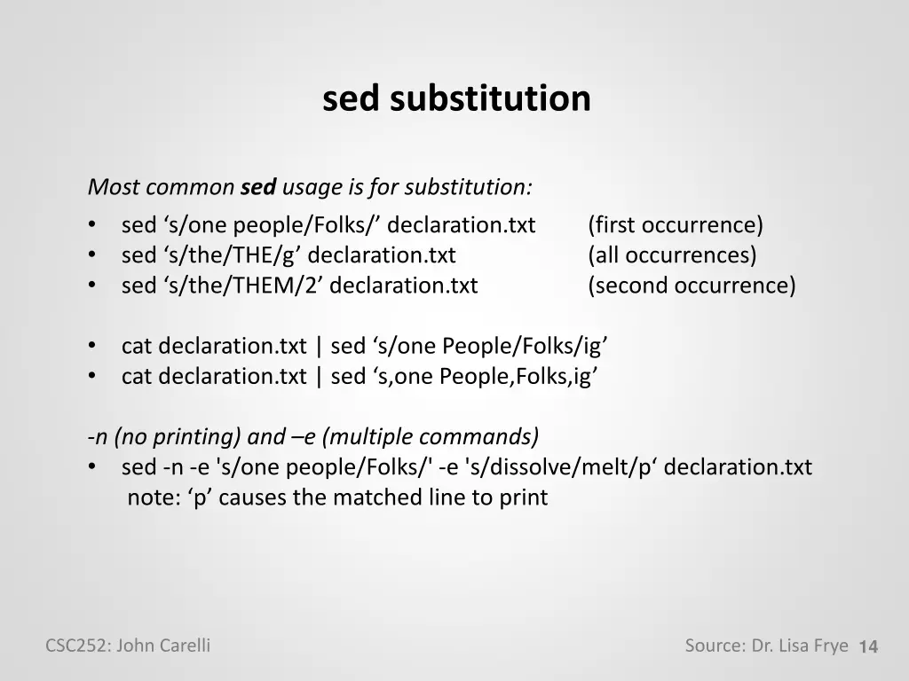 sed substitution
