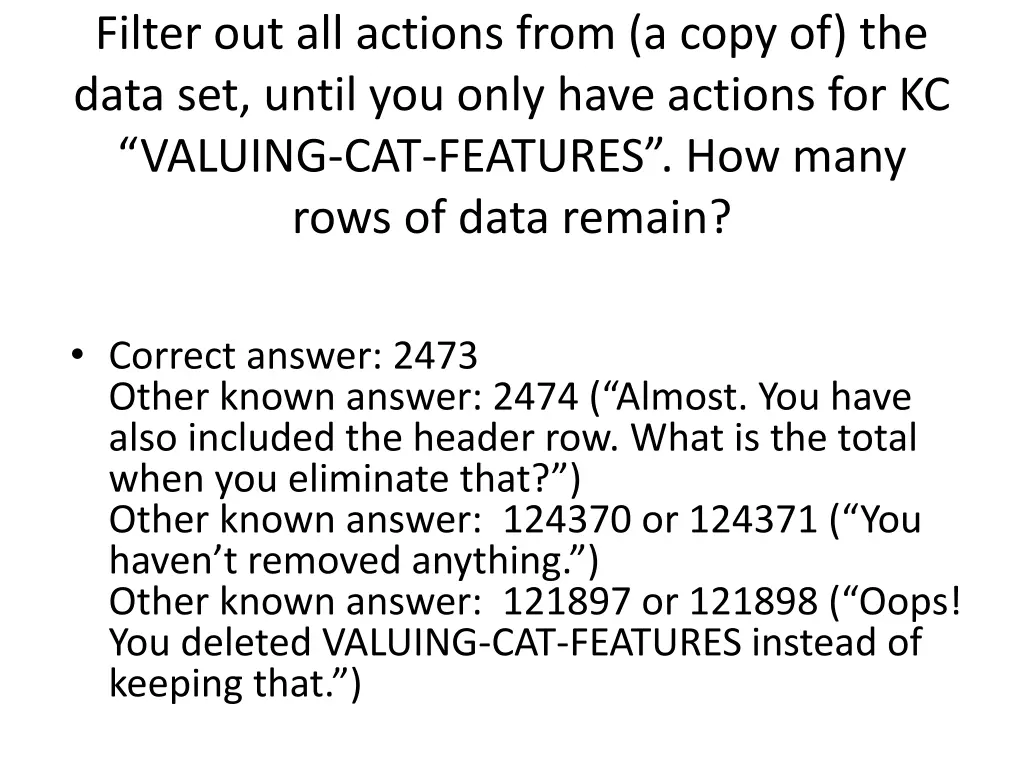 filter out all actions from a copy of the data 1