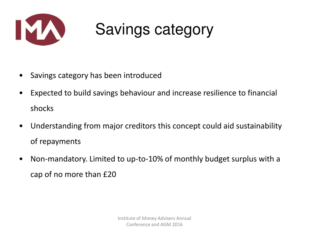 savings category